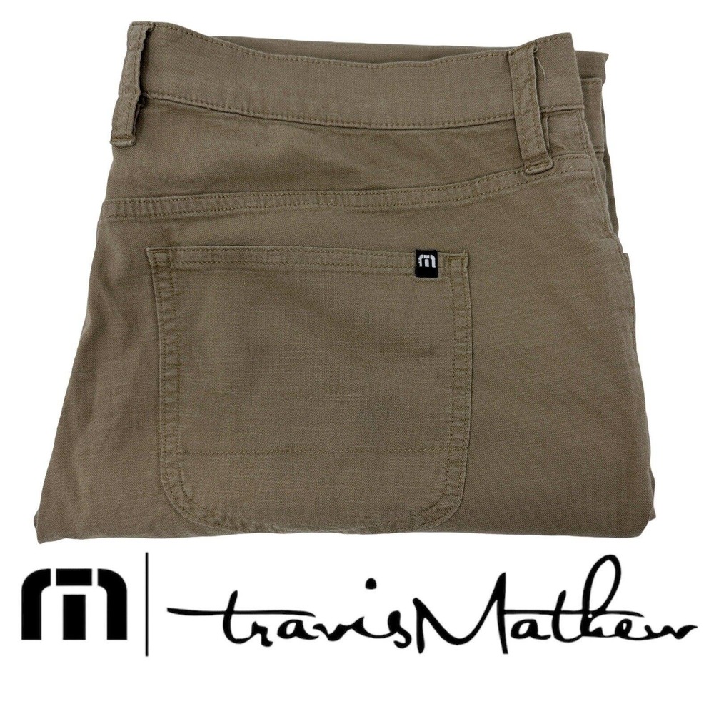 Travis Mathew Beige Lightweight Cotton Rayon Spandex Blend Golf Pants Size 36